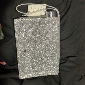 Slant Collections Silver Flask Clutch - new